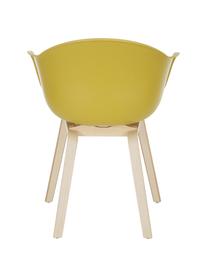 Židle s područkami s dřevěnými nohami Claire, Žlutá, Š 60 cm, H 54 cm