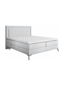 Sametová boxspring postel  s úložným prostorem Joy, Světle šedá, 140 x 200 cm, stupeň tvrdosti H2