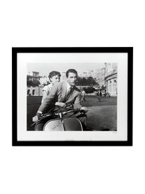 Impression photographique encadrée Roman Holiday with Peck and Hepburn, Image : noir, blanc Cadre : noir