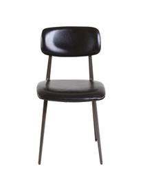 Kunstleder-Stühle Arthur, 2 Stück, Gestell: Dunkles Rohmetall, Bezug: Polyurethan (Kunstleder), Schwarz, B 42 x T 44 cm