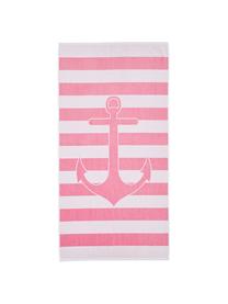 Gestreiftes Strandtuch Anon mit Anker-Motiv, 100% Baumwolle
leichte Qualität 380 g/m², Pink, Weiss, 80 x 160 cm