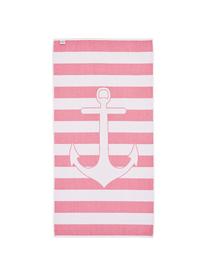 Gestreiftes Strandtuch Anon mit Anker-Motiv, 100% Baumwolle
leichte Qualität 380 g/m², Pink, Weiß, 80 x 160 cm