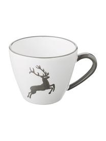 Taza de café artesanal Gourmet Grauer Hirsch, Cerámica, Gris, blanco, 200 ml