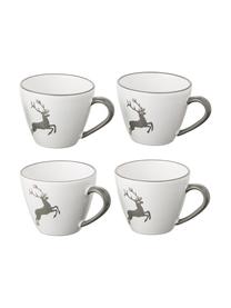 Handbemalte Kaffeetasse Gourmet Grauer Hirsch, Keramik, Grau,Weiß, 200 ml