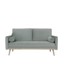 Samt-Sofa Saint (2-Sitzer) in Salbeifarben mit Eichenholz-Füßen, Bezug: Samt (Polyester) Der hoch, Gestell: Massives Eichenholz, Span, Samt Salbeifarben, B 169 x T 87 cm