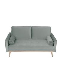 Samt-Sofa Saint (2-Sitzer) in Salbeifarben mit Eichenholz-Füßen, Bezug: Samt (Polyester) Der hoch, Gestell: Massives Eichenholz, Span, Samt Salbeifarben, B 169 x T 87 cm