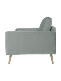 Samt-Sofa Saint (2-Sitzer) in Salbeifarben mit Eichenholz-Füssen, Bezug: Samt (Polyester) Der hoch, Gestell: Massives Eichenholz, Span, Samt Salbeifarben, B 169 x T 87 cm