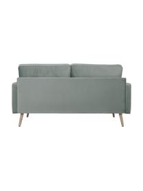 Samt-Sofa Saint (2-Sitzer) in Salbeifarben mit Eichenholz-Füssen, Bezug: Samt (Polyester) Der hoch, Gestell: Massives Eichenholz, Span, Samt Salbeifarben, B 169 x T 87 cm