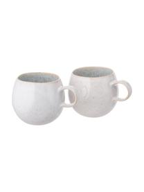 Tazza da tè dipinta a mano Areia 2 pz, Gres, Azzurro, bianco latteo, beige chiaro, Ø 9 x Alt. 10 cm