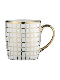 Tazas Lattice, 4 uds., Porcelana, Blanco, dorado, Ø 9 x Al 10 cm