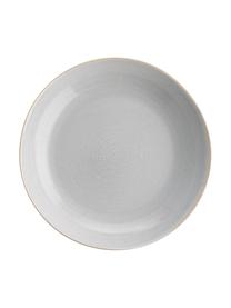 Ručně vyrobené hluboké talíře Manor, 6 ks, Kamenina, Světle šedá s béžovým okrajem, Ø 24 cm, V 4 cm