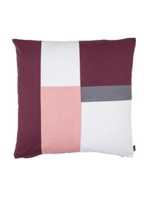 Coussin 50x50 réversible Cubo, Lie de vin, rose, blanc, gris