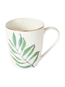 Set 4 tazze in Fine Bone China con motivo tropicale Timba, Fine Bone China (porcellana)
Fine bone china è una porcellana a pasta morbida che si caratterizza per la sua particolare lucentezza radiosa e traslucida, Bianco, verde, dorato, Ø 9 x 10 cm, 350 ml