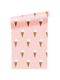 Papel pintado Ice Cream, Papel mate, 165 g/m², Rosa, blanco, marrón, An 97 x Al 280