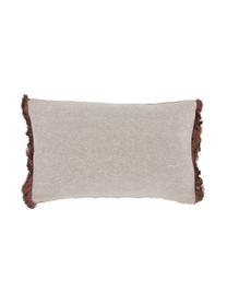 Coussin rectangulaire en velours à franges Crushed, Brun