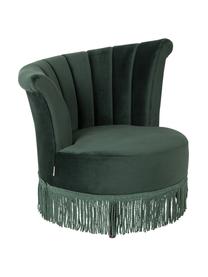 Fluwelen fauteuil Flair in donkergroen, Bekleding: polyester (fluweel), Poten: eikenhout, Fluweel donkergroen, 85 x 95 cm
