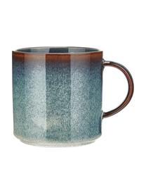 Tazas de café artesanales Quintana Blue, 2 uds., Porcelana, Azul, marrón, Ø 9 x Al 9 cm