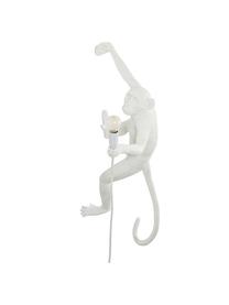 Applique con spina The Monkey, Poliresina, Bianco, Larg. 21 x Alt. 77 cm