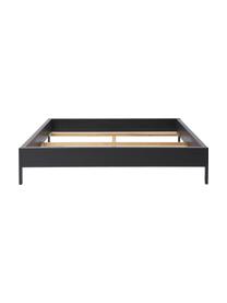 Holzbett Tammy, Holz mit Eschenholzfurnier, Eschenholz, schwarz lackiert, B 140 x L 200 cm