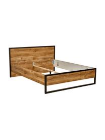 Houten bed Detroit in industrial design, Frame: MDF, Poten: gepoedercoat metaal, Eikenhoutkleurig, 160 x 200 cm