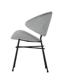 Krzesło tapicerowane z weluru Cheri, Tapicerka: 100% poliester (welur), Stelaż: stal malowana proszkowo, Jasnoszary aksamit, czarny, S 57 x G 55 cm