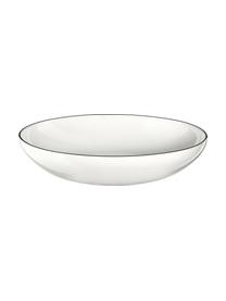 Assiette creuse porcelaine à table ligne noire, 4 pièces, Blanc Bord : noir