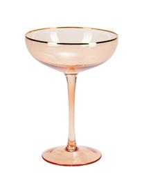 Coppa champagne con bordo dorato Goldie 6 pz, Vetro, Rosa, dorato, Ø 12 x Alt. 17 cm, 250 ml