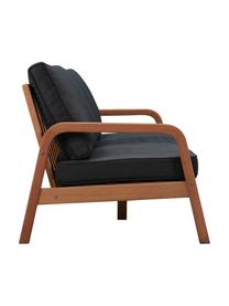 Garten-Lounge-Set Bergen aus Eukalyptusholz, 4-tlg., Gestell: Massives Euykalyptusholz,, Schwarz, Eukalyptusholz, B 212 x T 77 cm