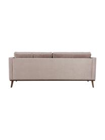 Fluwelen bank Alva (3-zits) in taupe met beukenhout-poten, Bekleding: fluweel (hoogwaardig poly, Frame: massief grenenhout, Poten: massief gebeitst beukenho, Taupe, B 215 x D 92 cm