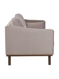 Fluwelen bank Alva (3-zits) in taupe met beukenhout-poten, Bekleding: fluweel (hoogwaardig poly, Frame: massief grenenhout, Poten: massief gebeitst beukenho, Taupe, B 215 x D 92 cm