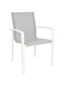 Sedia da giardino Atlantic, Struttura: alluminio verniciato a po, Seduta: textilene, Bianco, grigio chiaro, Larg. 60 x Prof. 66 cm