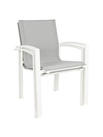 Sedia da giardino Atlantic, Struttura: alluminio verniciato a po, Seduta: textilene, Bianco, grigio chiaro, Larg. 60 x Prof. 66 cm