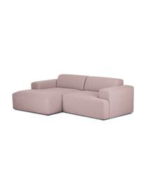 Ecksofa Melva (3-Sitzer) in Rosa, Bezug: Polyester Der hochwertige, Gestell: Massives Kiefernholz, Spa, Füße: Kiefernholz Die Füße befi, Webstoff Rosa, B 240 x T 144 cm