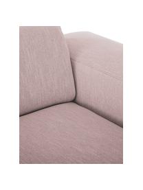 Hoekbank Melva (3-zits) in roze, Bekleding: polyester, Frame: massief grenenhout, spaan, Poten: grenenhout De poten bevin, Geweven stof roze, B 240 x D 144 cm