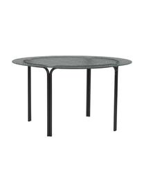 Runder Metall-Couchtisch Orbit mit Glasplatte, Tischplatte: Glas, Gestell: Metall, pulverbeschichtet, Schwarz, Ø 80 cm