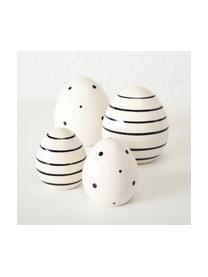 Objet déco œuf de Pâques Finn, 2 élém., Grès cérame, Blanc, noir, Ø 7 cm x haut. 8 cm