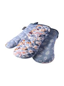 Ofenhandschuhe Homespun mit Blumenmuster, 2er-Set, 100 % Baumwolle, Blau, Bunt, B 18 x L 33 cm