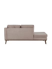 Fluwelen chaise longue Alva in taupe met beukenhout-poten, Bekleding: fluweel (hoogwaardig poly, Frame: massief grenenhout, Poten: massief gebeitst beukenho, Taupe, B 193 x D 94 cm