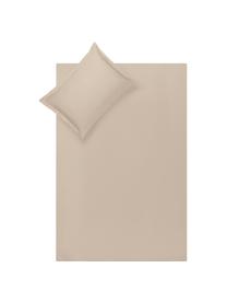 Parure copripiumino in raso di cotone taupe Premium, Beige, 155 x 200 cm + 1 federa 50 x 80 cm