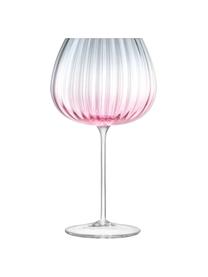 Ručně vyrobené sklenice na červené víno s barevným přechodem Dusk, 2 ks, Sklo, Růžová, šedá, Ø 10 cm, V 20 cm, 650 ml