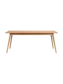 Eettafel Yumi in lichtbruin, 190 x 90 cm, Tafelblad: MDF, gelakt essenhoutfine, Poten: massief gebeitst rubberho, Eikenhout, B 190 x D 90 cm