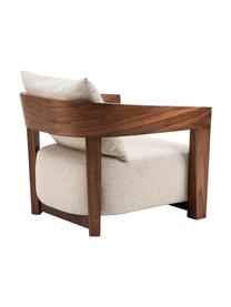 Fauteuil Rubautelli van hout, Bekleding: 58% polyester, 42% olefin, Frame: MDF, walnootfineer, Geweven stof beige, B 74 x D 80 cm