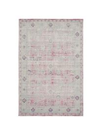 Tappeto vintage in ciniglia rosa-grigio chiaro tessuto a mano Rimini, Retro: 100% cotone, Rosa, grigio, Larg. 200 x Lung. 300 cm (taglia L)