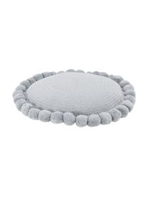 Cojín decorativo con pompones Deva, Funda: 100% algodón, Gris, Ø 40 cm