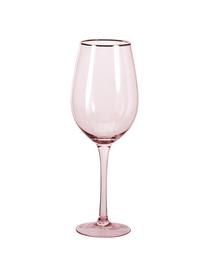 Verre à vin avec bordure dorée Chloe, 4 pièces, Verre, Pêche, Ø 9 x haut. 26 cm