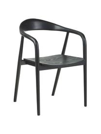 Krzesło z podłokietnikami z litego drewna Angelina, Czarny, S 57 x G 57 cm
