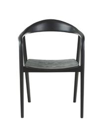 Silla con reposabrazos de madera maciza Angelina, Asiento: madera contrachapada con , Estructura: madera de fresno maciza p, Negro, An 57 x F 57 cm