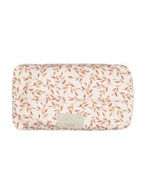 Estuche toallitas de algodón ecológico Leaves, Funda: 100% algodón ecológico, Asa: 100% lino, Crema, naranja, An 25 x Al 5 cm