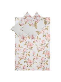 Drap plat en coton Magnolia, Blanc, rose, vert, 240 x 270 cm