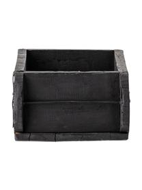 Handgefertigte Aufbewahrungsbox Janemaria aus recyceltem Holz, Recyceltes Holz, wachsbeschichtet, Schwarz, B 30 x H 10 cm